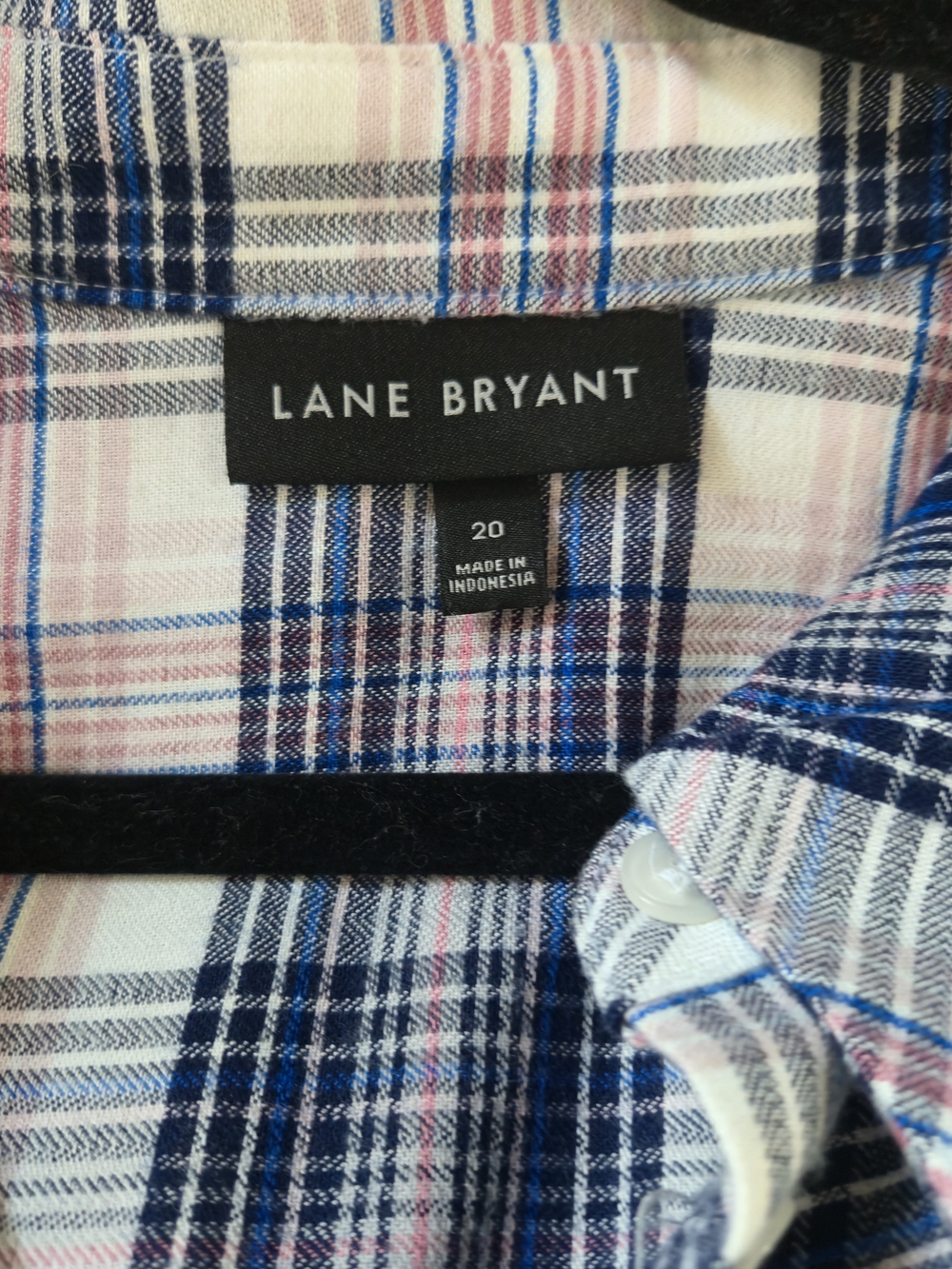 Lane Bryant Plaid Shirt Dress Size 20 Pink Blue Midi Button Front Tie Waist Plus - Picture 9 of 9